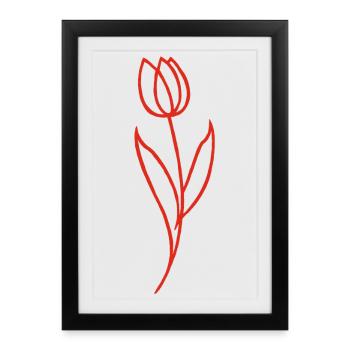 Esquisse d'une fleur rouge - Affiche encadrée (27 × 37 cm) - noir - Devant