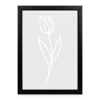 Skizze einer weißen Blume - Gerahmtes Poster (27 × 37 cm) - Schwarz - Vorne