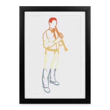 Clarinettes Garçon - Affiche encadrée (27 × 37 cm) - noir - Devant