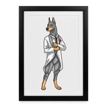 Doberman Groom Veste Mariage - Affiche encadrée (27 × 37 cm) - noir - Devant