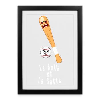 La Balle et La Batte - Affiche encadrée (27 × 37 cm) - noir - Devant