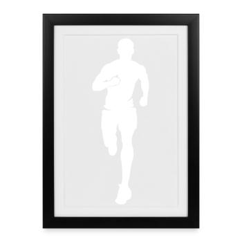 Marathon Runner Silhouette Marathon - Affiche encadrée (27 × 37 cm) - noir - Devant