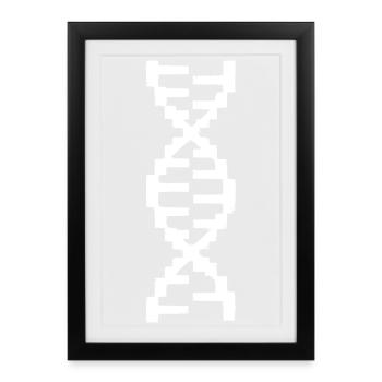 DNA Helix Pixel Art Gamer - Affiche encadrée (27 × 37 cm) - noir - Devant