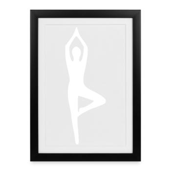 Yoga Silhouettes Blanches - Affiche encadrée (27 × 37 cm) - noir - Devant