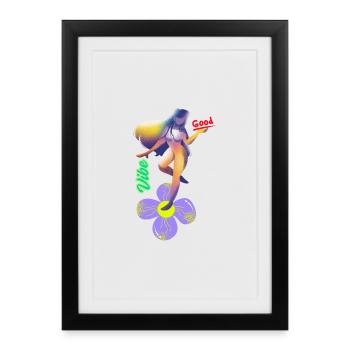 Vibe Good Flower Surf Art - Framed poster (27 × 37 cm) - black - Front