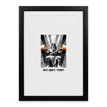 Squat Is My Therapy – Kniebeuge T-Shirt - Affiche encadrée (27 × 37 cm) - noir - Devant