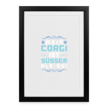 Dicton de chien corgi - Affiche encadrée (27 × 37 cm) - noir - Devant