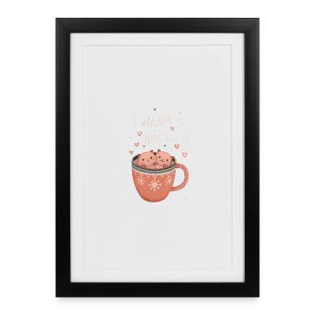 Warm Hugs in Cats Cup - Framed poster (27 × 37 cm) - black - Front