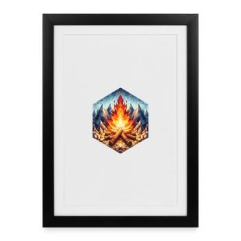 Un feu de camp de style polygonal - Affiche encadrée (27 × 37 cm) - noir - Devant