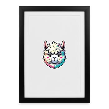 Alpaca Head Colorful - Framed poster (27 × 37 cm) - black - Front