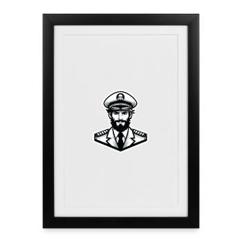 Autocollant Capitaine - Affiche encadrée (27 × 37 cm) - noir - Devant