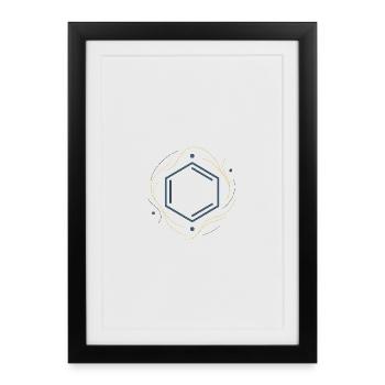 Géométrie de l’anneau de benzène - La beauté de la chimie - Affiche encadrée (27 × 37 cm) - noir - Devant
