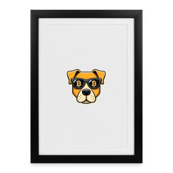 Chien cool avec des lunettes Bitcoin - Affiche encadrée (27 × 37 cm) - noir - Devant