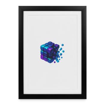 Digital Cube Explosion - Gerahmtes Poster (27 × 37 cm) - Schwarz - Vorne
