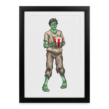 Maïs soufflé d’Halloween zombie - Affiche encadrée (27 × 37 cm) - noir - Devant