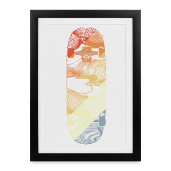 Dessin de skateboard rétro - Affiche encadrée (27 × 37 cm) - noir - Devant