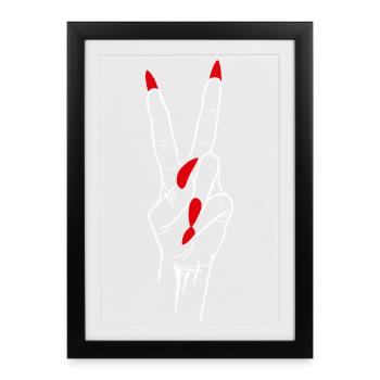 Victory Peace Hand Symbol - Framed poster (27 × 37 cm) - black - Front