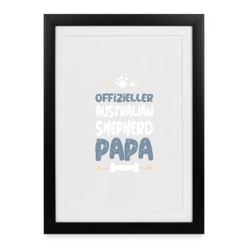 Offizieller Australian Shepherd Papa - Gerahmtes Poster (27 × 37 cm) - Schwarz - Vorne