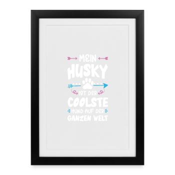 chien husky disant - Affiche encadrée (27 × 37 cm) - noir - Devant