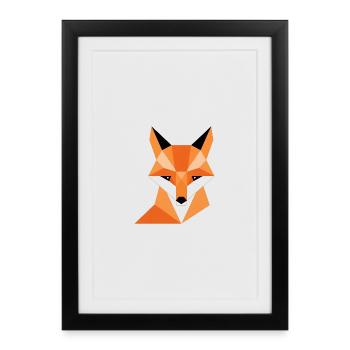 Geometrischer Fuchsdigitaldruck - Gerahmtes Poster (27 × 37 cm) - Schwarz - Vorne