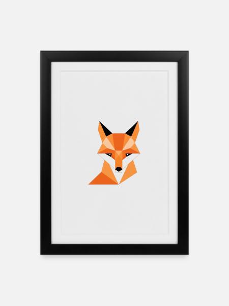 Geometrischer Fuchsdigitaldruck - Gerahmtes Poster (27 × 37 cm) - Schwarz