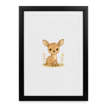 Nordic Forest - Deer / Roe Deer - Framed poster (27 × 37 cm) - black - Front