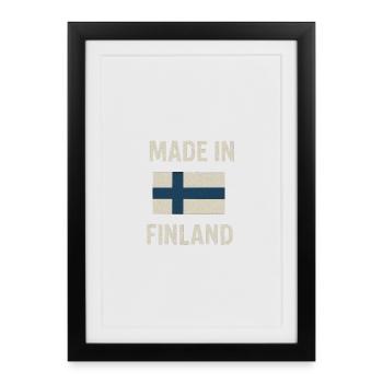Drapeau et texte finlandais Made in Finland - Affiche encadrée (27 × 37 cm) - noir - Devant