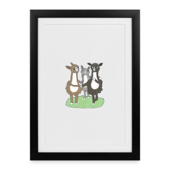 Three Llama Friends - Framed poster (27 × 37 cm) - black - Front