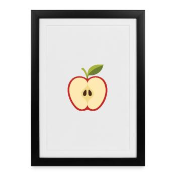 Divided apple with seeds - Framed poster (27 × 37 cm) - black - Front