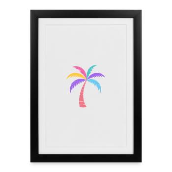 Colorful Palm Tree Rainbow Colors - Framed poster (27 × 37 cm) - black - Front