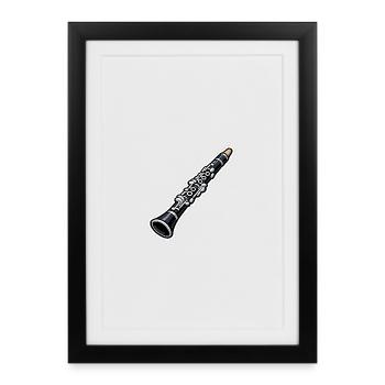 Clarinet Sticker Art - Framed poster (27 × 37 cm) - black - Front