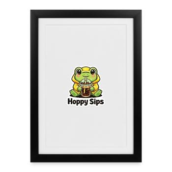 Grenouille au thé mousseux - Affiche encadrée (27 × 37 cm) - noir - Devant