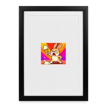 Lapin en colère avec de la glace - Affiche encadrée (27 × 37 cm) - noir - Devant