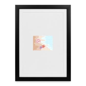 Summer beach starfish and shells - Framed poster (27 × 37 cm) - black - Front