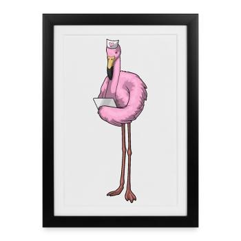 Infirmière flamant rose - Affiche encadrée (27 × 37 cm) - noir - Devant