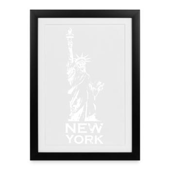 Statue de la Liberté New York logo icône illustration - Affiche encadrée (27 × 37 cm) - noir - Devant