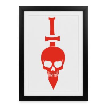 Crâne rouge et épée - Affiche encadrée (27 × 37 cm) - noir - Devant