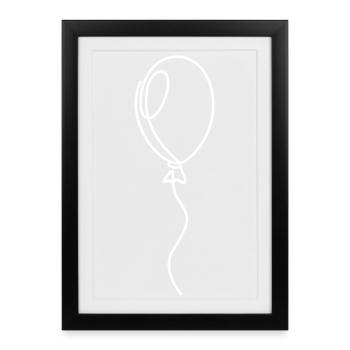 Balloon Sketch with String – Motif - Framed poster (27 × 37 cm) - black - Front