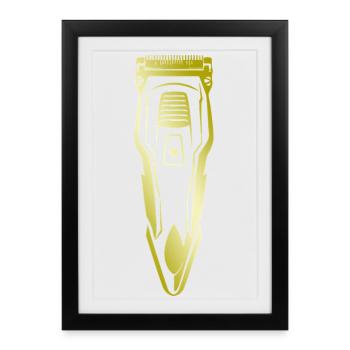 Hair clippers Barber Gold - Framed poster (27 × 37 cm) - black - Front