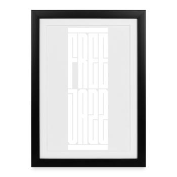 Conception typographique de jazz libre. Cadeau idéal pour le moderne - Affiche encadrée (27 × 37 cm) - noir - Devant