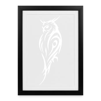 Tribal Owl Tattoo Style - Framed poster (27 × 37 cm) - black - Front