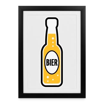 Bierflasche (Bier / Bierchen / POS 3C) - Gerahmtes Poster (27 × 37 cm) - Schwarz - Vorne