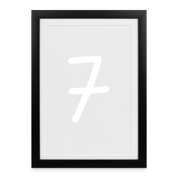 7 Numéro sept numéro blanc anniversaire - Affiche encadrée (27 × 37 cm) - noir - Devant