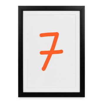 7 Numéro sept numéro orange anniversaire - Affiche encadrée (27 × 37 cm) - noir - Devant