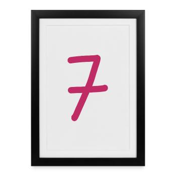 7 Numéro sept numéro rose anniversaire - Affiche encadrée (27 × 37 cm) - noir - Devant