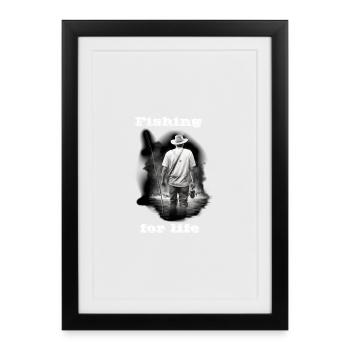 Fishing for life white - Framed poster (27 × 37 cm) - black - Front