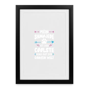Dicton de chien Samoyède - Affiche encadrée (27 × 37 cm) - noir - Devant