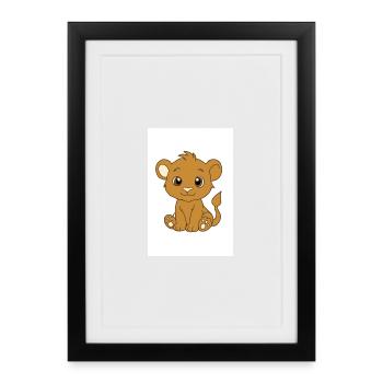 Kawaii lion cub - Framed poster (27 × 37 cm) - black - Front