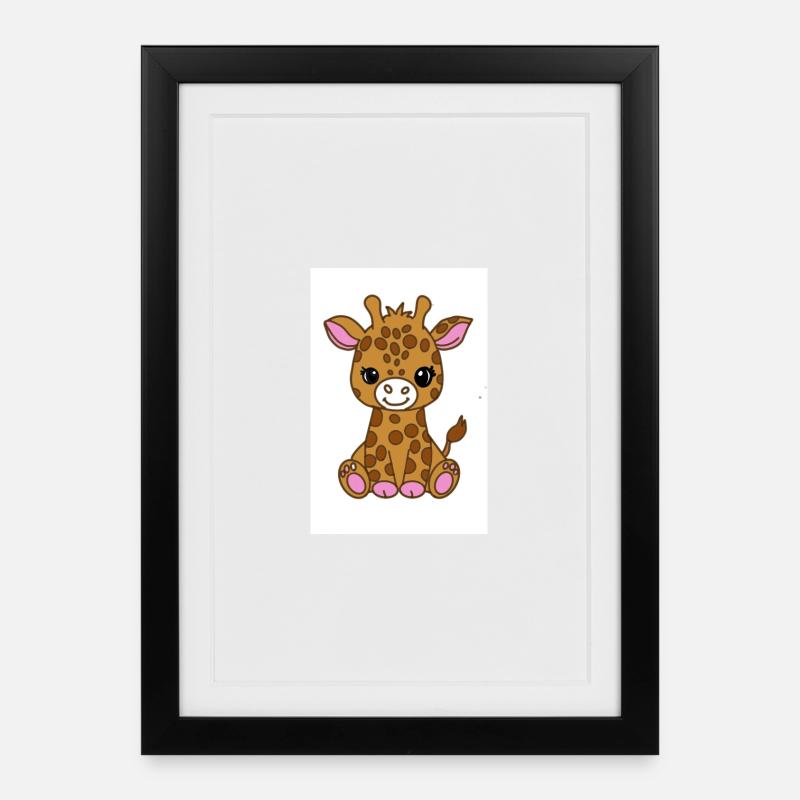 Kawaii Giraffe - Framed poster (27 × 37 cm) - black