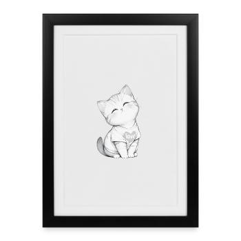 Cuddly Cat at Heart Love - Framed poster (27 × 37 cm) - black - Front